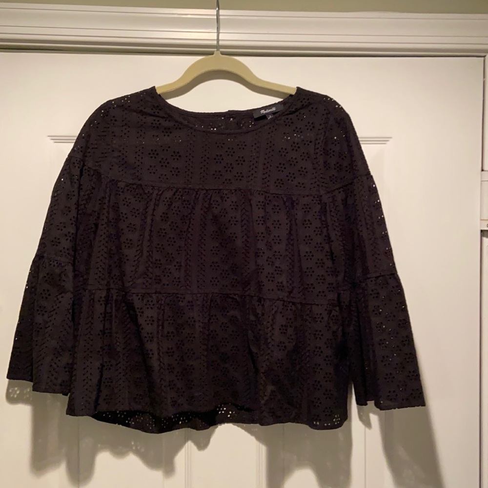 Eyelet Crewneck Peplum Top by JCrew